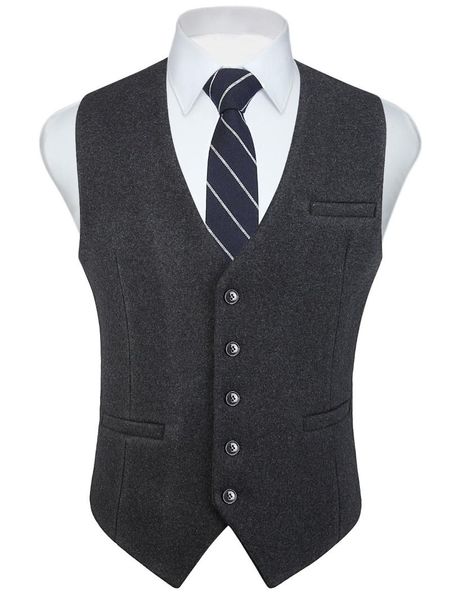 

men's vests fashion color mens slim fit formal wool blend dress suits vest classic solid fullback waistcoat for tuxedo, Black;white