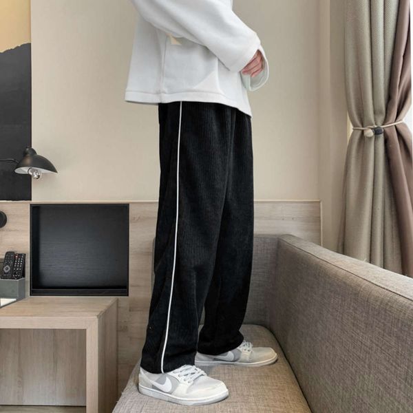 

casual pants autumn fashion brand corduroy loose youth versatile, Black
