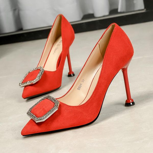 

dress shoes 2021 plus size women 6cm 9cm high heels crystal fetish pointed toe luxury lady shoe scarpins prom wedding striptease party pumps, Black