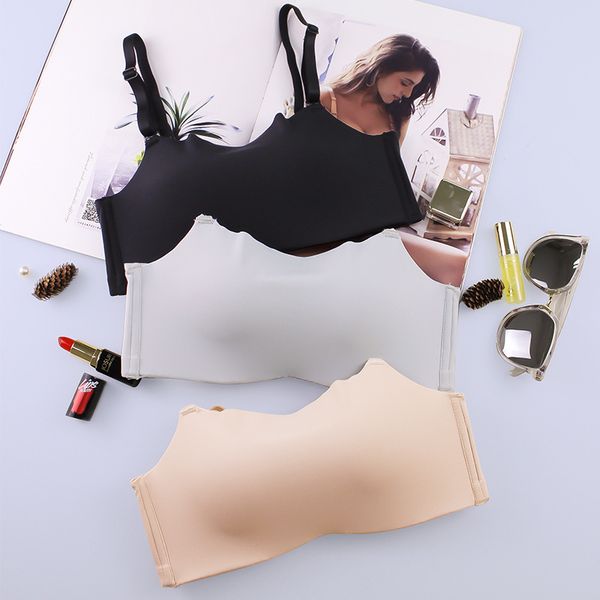 

2018 new cloud sense ice silk tube wireless bra small size thickened push up seamless safety womens underwear, Red;black