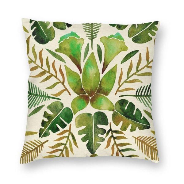 

cushion/decorative pillow tropical green plants leaves cushion covers sofa decoration summer botanical square throw case 40x40