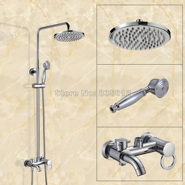 

chrome brass bathroom 8 inch rainfall shower rain faucet set with single handle bathtub mixer tap + handheld spray wcy334 sets
