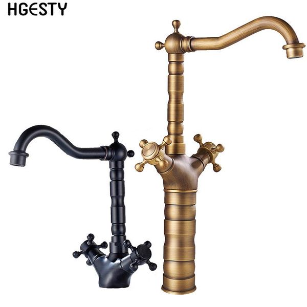 

bathroom sink faucets antique brass basin faucet swivel spout dual cross handles lavatory tap cold water mixer kitchen vanity