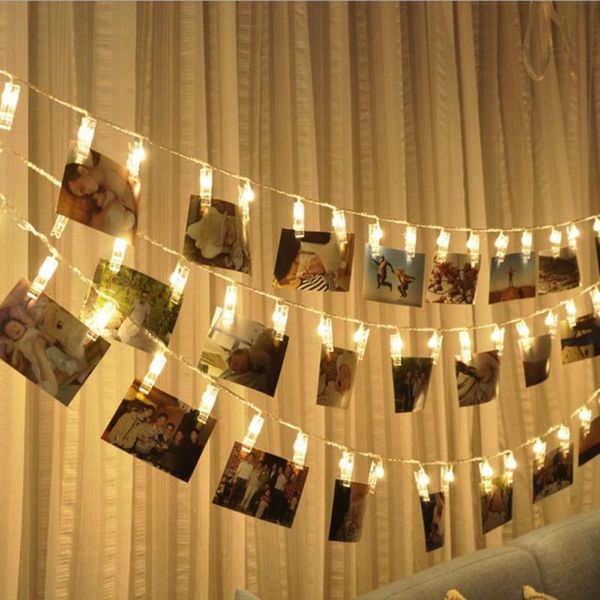 

1-5m garland led string lights eid mubarak lamp starry battery card po clip luminaria festival christmas wedding decoration party