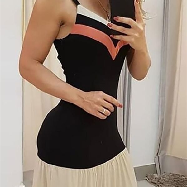 

spaghetti strap colorblock maxi dress, Black;gray