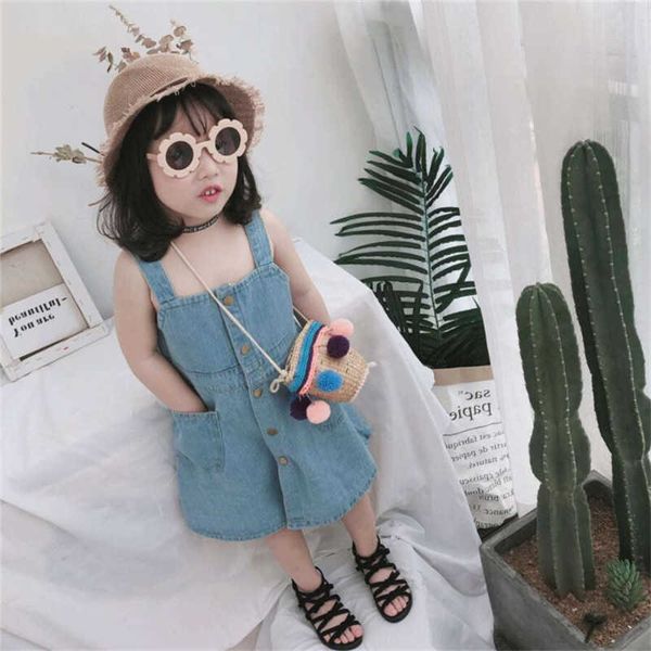 

1-6y kids dresses for baby girls blue denim washed dress 2021 new princess children clothing, White
