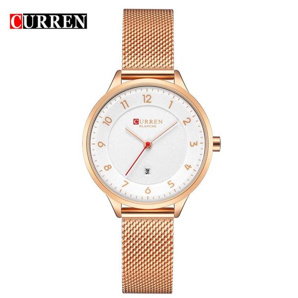 

wristwatches curren fashion women's watches stainless steel gold watch women selling ladies quartz 9035b, Slivery;brown