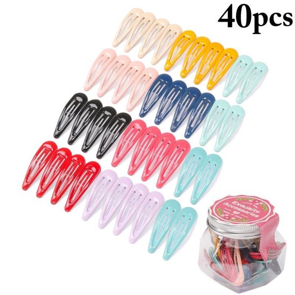 

40pcs fashion hair clips for women girls baby kids accessories snap barrettes candy color hairpins clip wholesales, Slivery;white