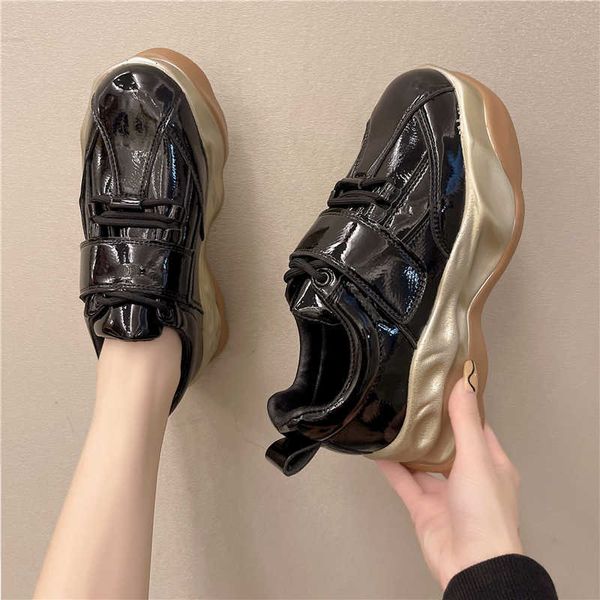 

autumn new women's sports shoes thick-soled casual vulcanized increased non-slip y0907, Black