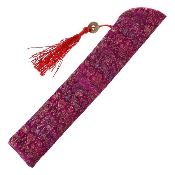 

silk folding chinese hand fan bag with tassel dustproof holder protector pouch case cover retro style c7ad other home decor
