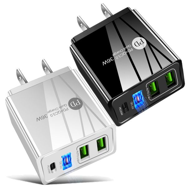 

smart fast quick chargers 36w usb c type c pd wall charger eu us uk power adapters for iphone 11 12 mini pro max samsung s20 s21 lg android