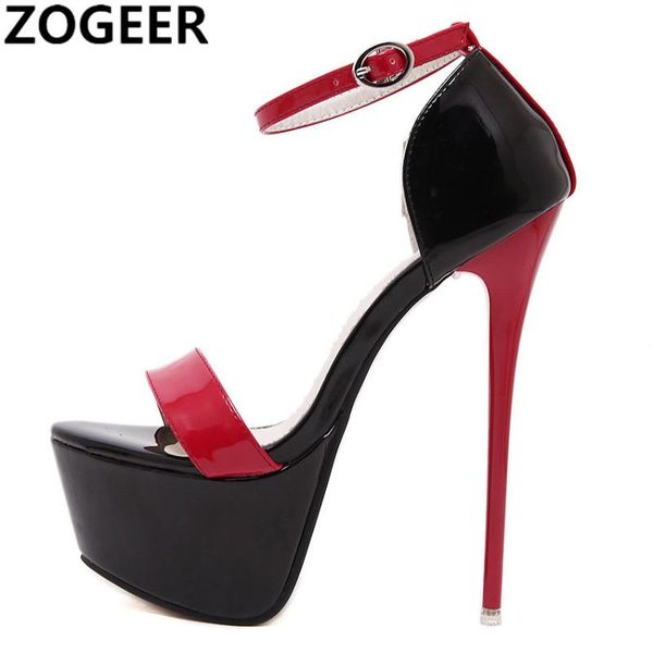 

large size 46 summer women sandals extreme high heels 17cm flip flops platform luxury red party wedding shoes woman, Black