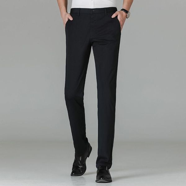 

men's pants 2021 spring loose straight casual comfortable all-match slim stretch pure color black