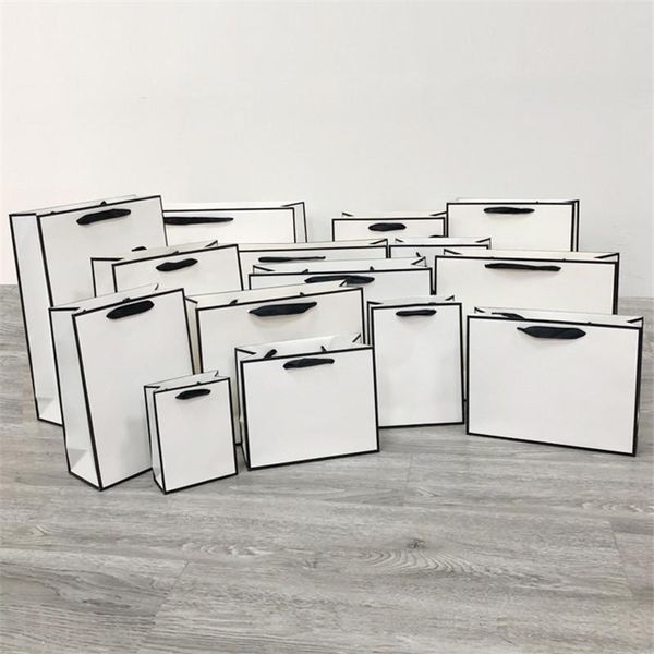 

gift wrap white cardboard with black border bag christmas party paper bags wedding candy favor multifunction 10pcs/lot