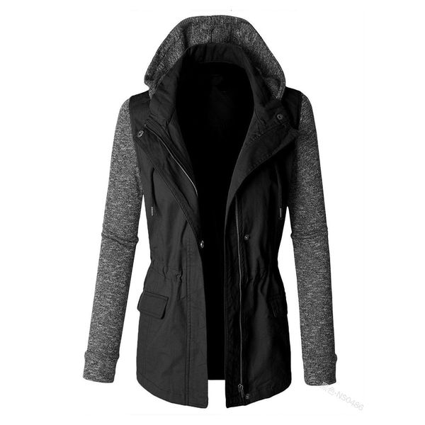

women's down & parkas gothic dark leisure jacket hooded full sleeve fall jackets casual outwear thick plus size winter overcoats cvlc, Black