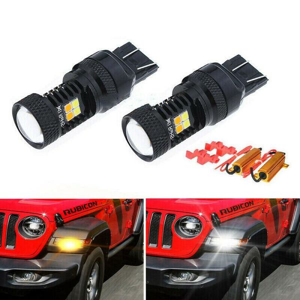 

useful led white/amber turn signal light 2pcs parts switchback durable emergency lights