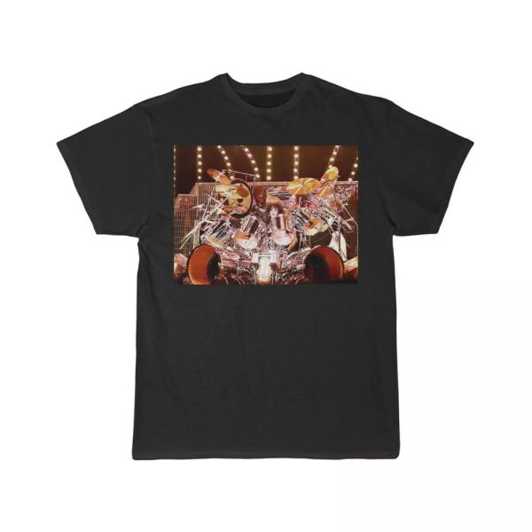 

eric carr of kiss drums short sleeve tee, White;black