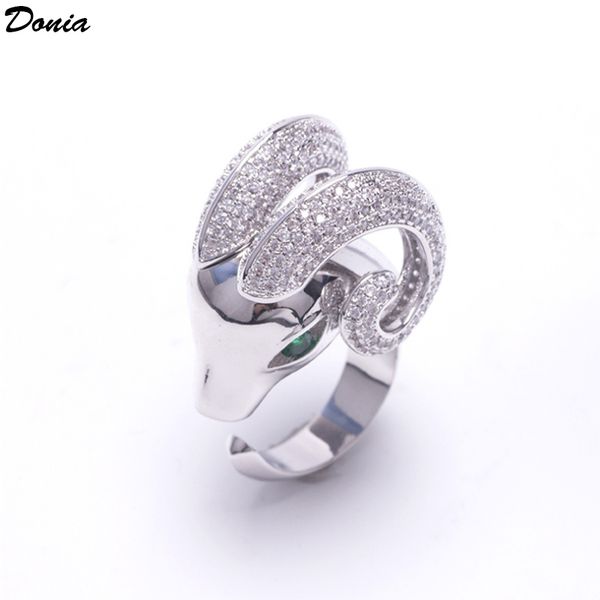 

donia jewelry luxury ring fashion set sheep head copper micro-inlaid zircon european and american creative designer gifts, Silver