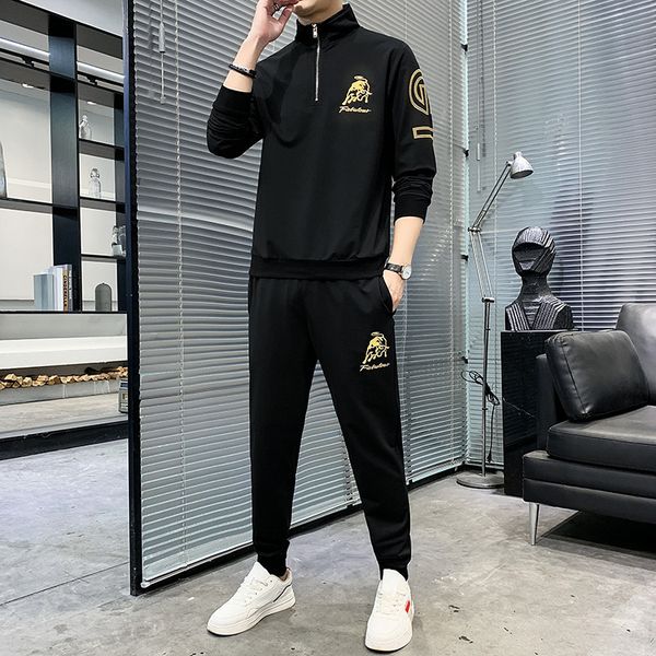 

sweater 2021 autumn youth tauren print leisure sports suit men, Gray