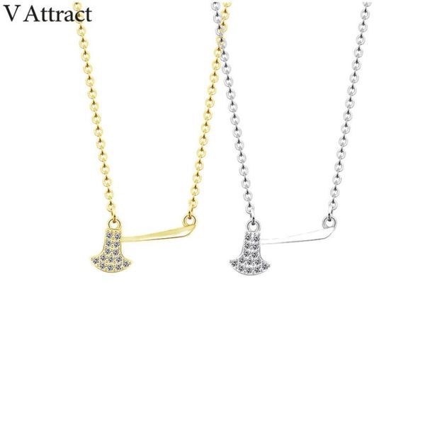

pendant necklaces v attract 10pcs axeman jewelry vintage delicacy cz hatchet necklace for women and men viking collier choker, Silver