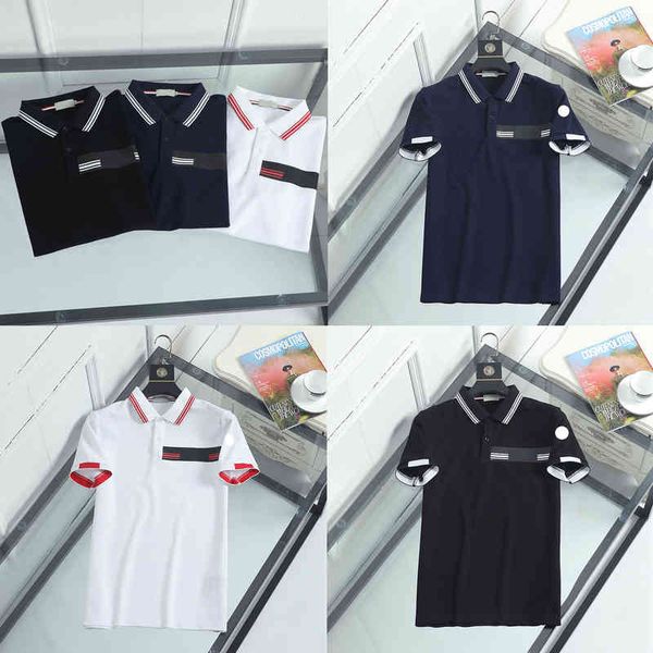 

Men's Polos Mens designer maya luxury stripe letter printed men s polo tshirts fashion double bead brand boutique solid color top short, White;black