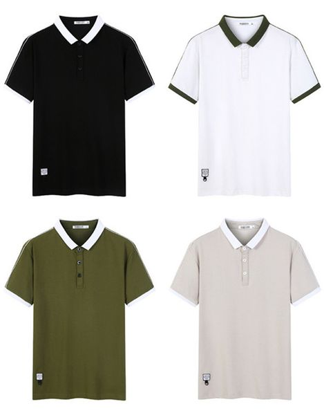 

mens designer polos turn down collar regular tees short sleeve solid color mens patchwork casual, White;black