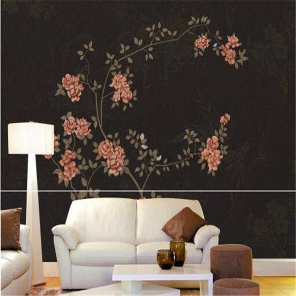 

wallpapers chinese style po non-woven wall paper rose flowers for living room classical
