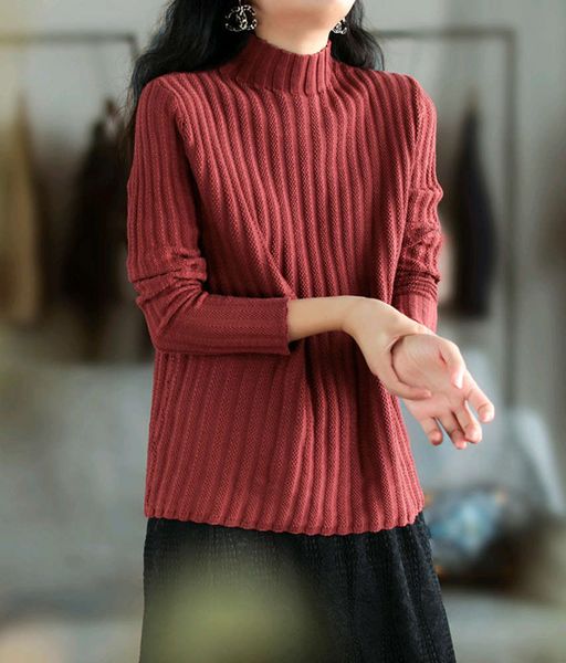 

women's sweaters sweatersautumn winter casual and versatile commuting cotton half high collar long sleeve pullover women's t-shirt, White;black