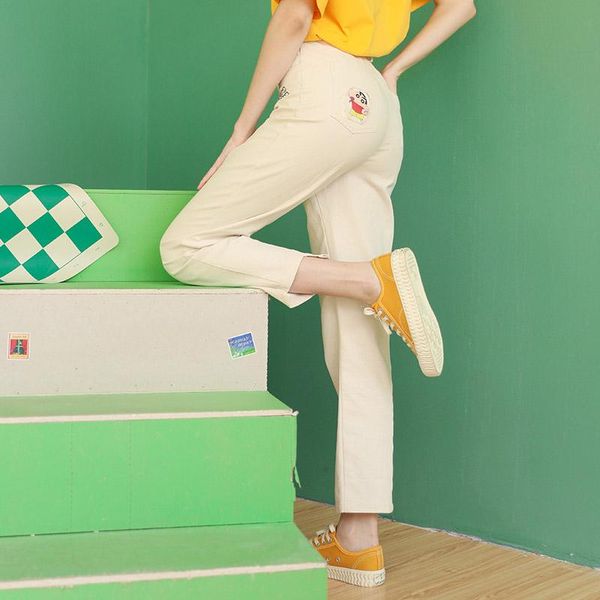 

women's pants & capris high-waisted casual in beige [crayon co-] for women summer 2021, Black;white