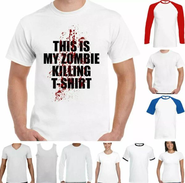 

This is My Zombie Killing T-Shirt Funny Halloween Walking Dead Costume, White;black