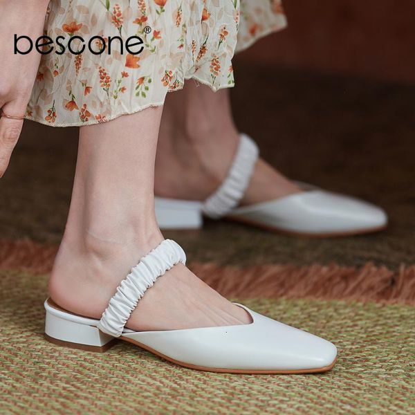 

slippers casual women fashion pleated flat with square head flip flop concise commute office outside ladies shoes bo995 kvkd, Black