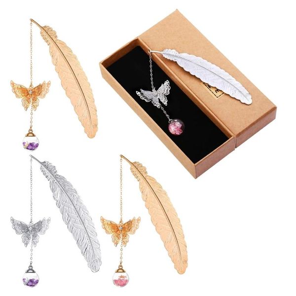 

bookmark 4 pcs metal feather bookmarks, graduate student reading page markers bookend pendant beautiful
