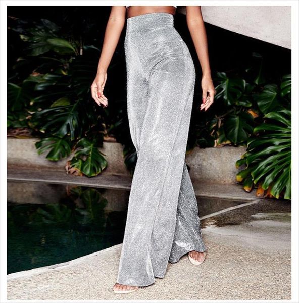 

insclothing wide leg bright womens capri bling twinkle flashing high waist long party streetwear lace up diamond, Black;white