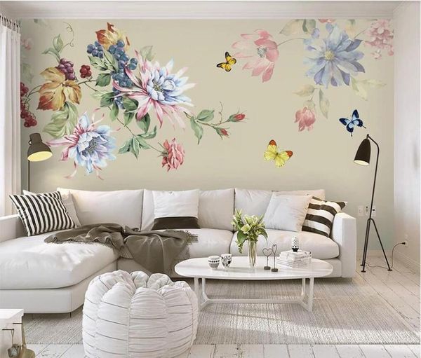 

wallpapers xue su custom mural wallpaper modern minimalist hand-painted oil painting flower european background wall decoration
