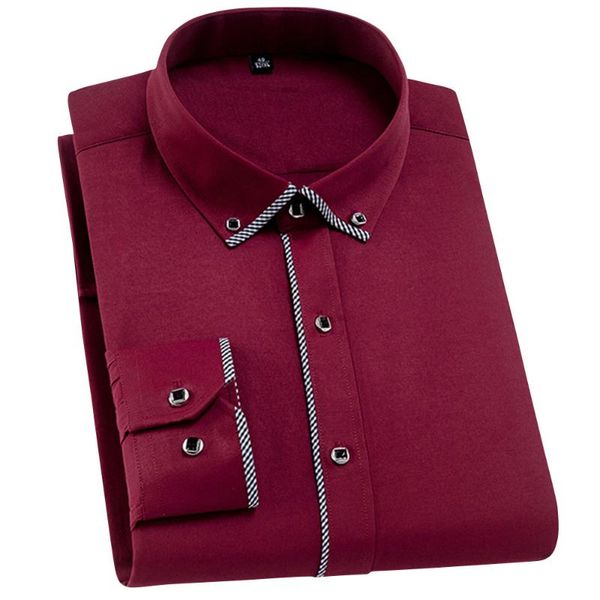 

men's casual shirts 2022 autumn long cufflinks collar trim shirt youth all-matching groomsman clothing slim fit, White;black