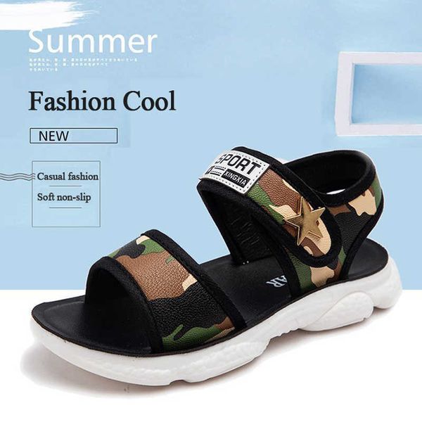 

summer fashion boys sandals children camouflage beach shoes little boys soft sole breathable sports sandals 210713, Black;red