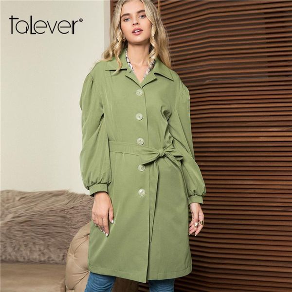 

women's trench coats coat for women plus size elegant flare long sleeve casual solid windbreaker female korean sashes talever, Tan;black