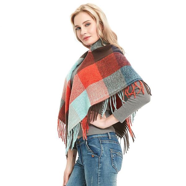 

scarves arrival fashion square scarf autumn and winter korean big student plaid fresh comfortable elegant vintage cute, Blue;gray