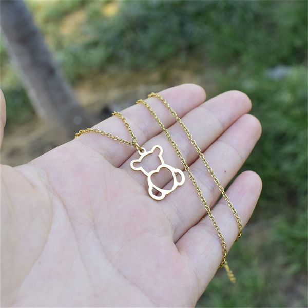 

europe and the united states titanium steel bear contracted small pendant necklace with friend a gift, Silver