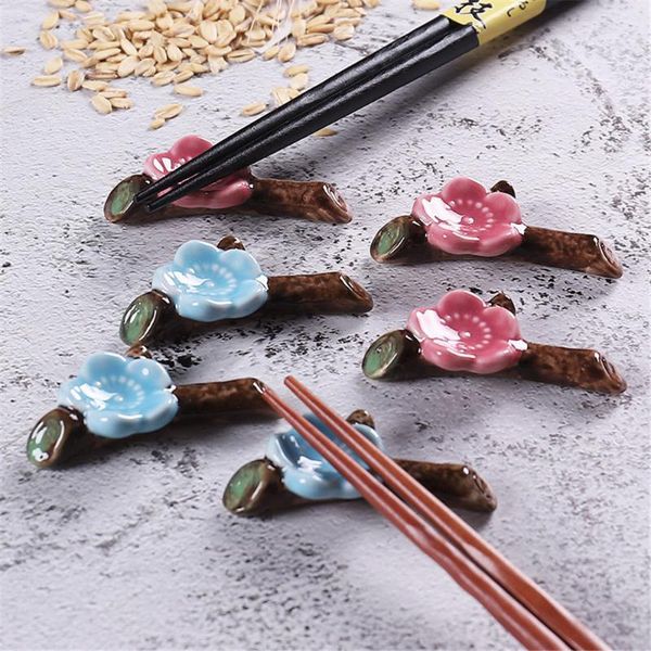 

mats & pads chopsticks holder ceramic chopstick rest knife fork for home restaurant plum blossom chinese style