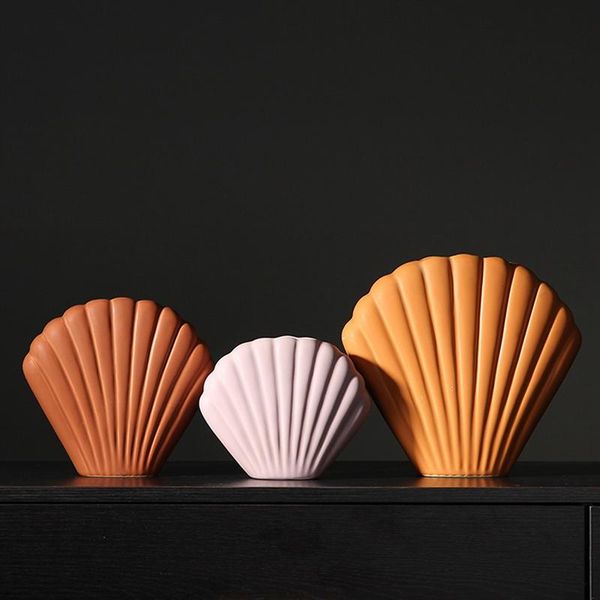

nordic art shell vase modern minimalist ceramic flower arrangement container decor holder ornament home vases