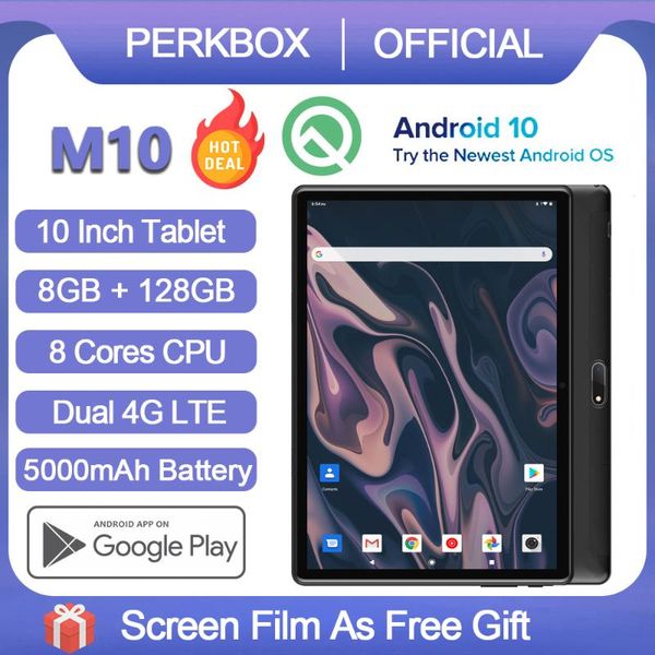 

tablet pc [world premiere] m10 plus 10 inch android 10.0 8gb ram 128gb rom dual cameras 4g fdd lte phone call wifi type-c gps pad