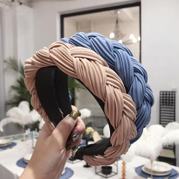 

fashion women hairband cross knot braid headband autumn winter headwear wide side turban hair accessories1