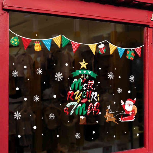 

christmas snowflake stickers amj047 tree static 2022 new santa elk glass window
