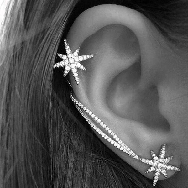 

stud european and american fashion personality earrings micro inlaid zircon cross rice word stars asymmetrical, Golden;silver
