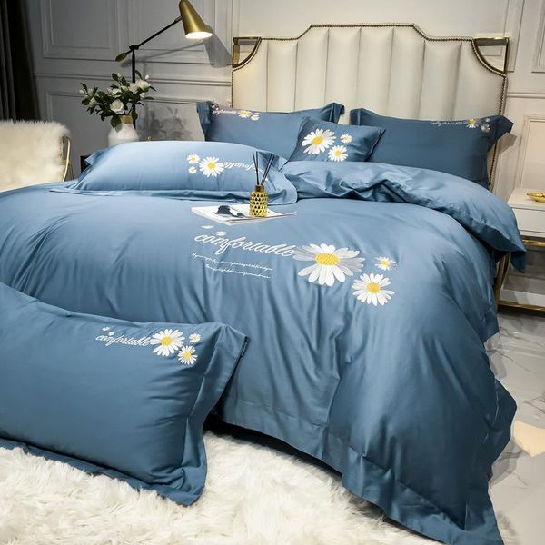 

cotton four-piece simple embroidery embroidered 4 sets double bedding