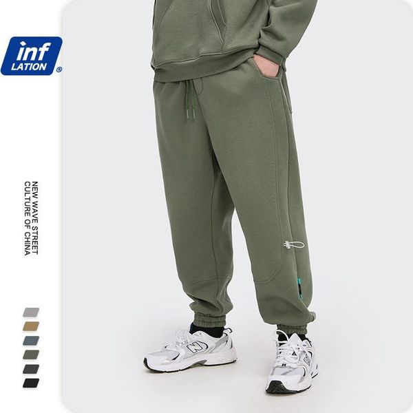 

inf men's clothing | spring and summer star fashion brand solid color personalized tailoring elastic corset casual pants, Black