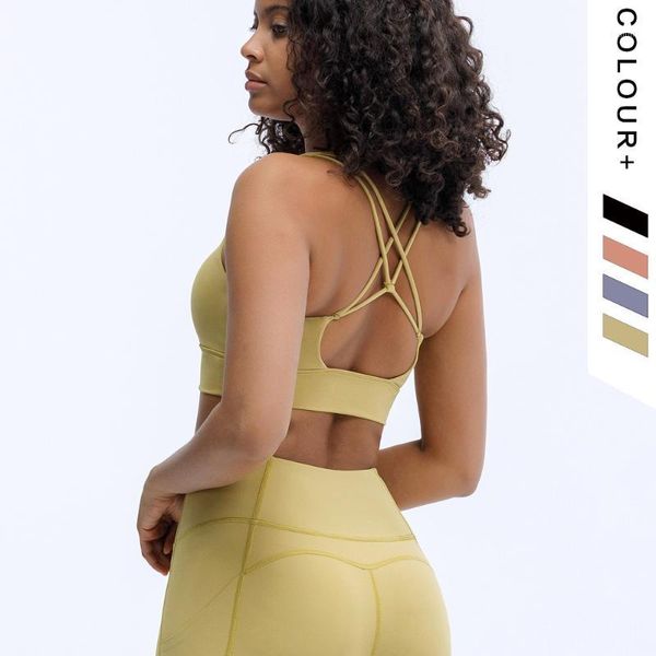 

summer nylon vest women solid color breathable comfortable underwear gym female fitness crop yoga sports bra yw65 outfit