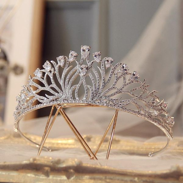 

hair clips & barrettes elegant crown headdress micro-inlaid full zircon bridal ornament wedding banquet birthday jewelry, Golden;silver