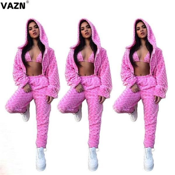 

two piece dress vazn pink brand 2021 hood office style 3 women set solid red outwear 2 bikini bodycon, White